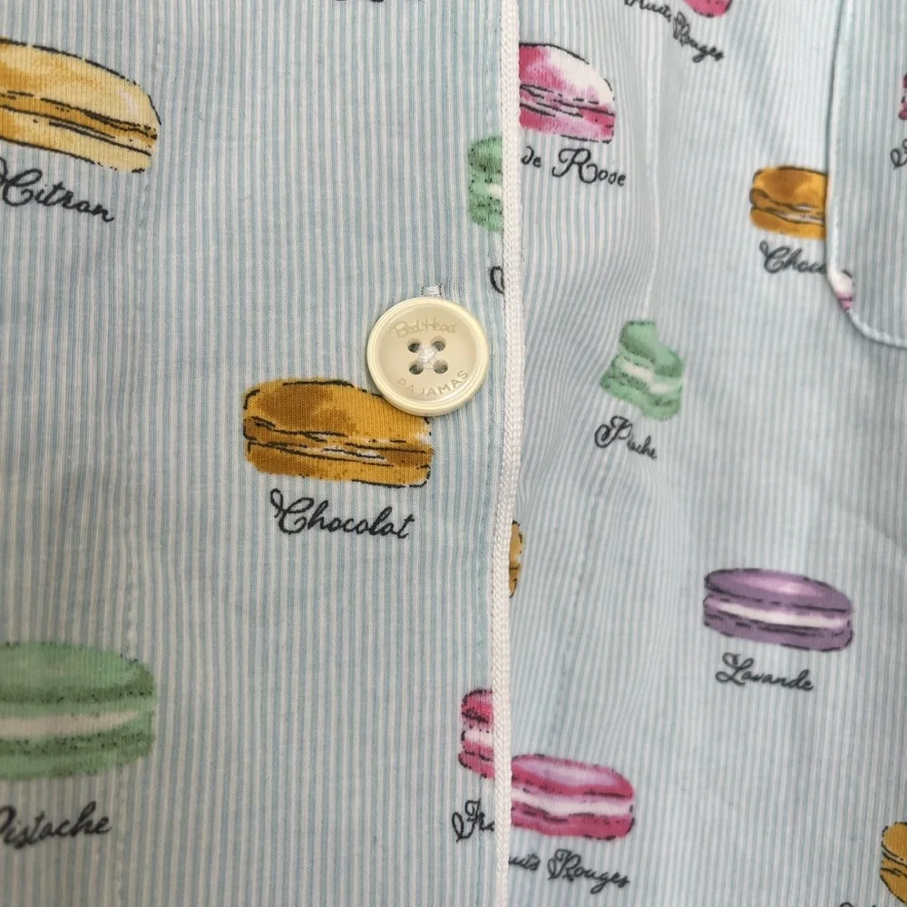 BedHead Pajamas 2X Macaron Print Pajama Set Blue Parisian Macarons PJs - Picture 5 of 9